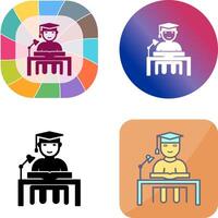 Unique Studying on Desk Icon Design vector