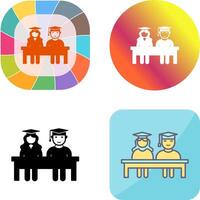 Unique Students Sitting Icon Design vector