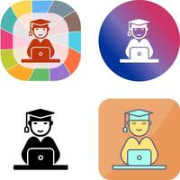 Unique Studying on Laptop Icon Design vector