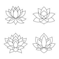 Set of lotus mehndi flower pattern for Henna drawing and tattoo. Decoration in oriental, Indian style. Doodle ornament. vector