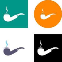 Unique Lit Smoking Pipe Icon Design vector