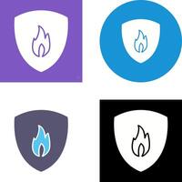 Unique Fire Shield Icon Design vector