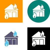 Unique Fire Consuming House Icon Design vector