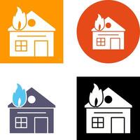 único casa en fuego icono diseño vector