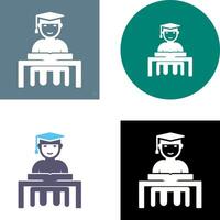 Unique Studying on Desk Icon Design vector