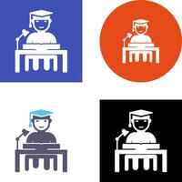 Unique Studying on Desk Icon Design vector