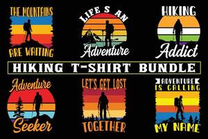 excursionismo t camisa diseño para impresión en demanda, aventuras montaña al aire libre excursionismo personalizado camiseta diseño manojo, aventuras es vocación excursionismo vector