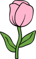retro flor poder con vástago dibujos animados personaje png
