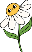 Retro flower power with stem cartoon character png