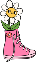 retro flor poder tênis sapatos vaso png