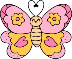 Retro flower power butterfly png