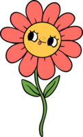 Retro flower power with stem cartoon character png