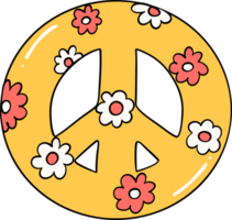 Retro flower power peace sign png