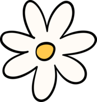 Retro flower power lined png