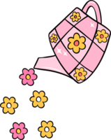 Retro flower power watering can png