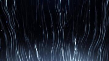 Abstract cinematic background with soft and smooth movement of artistic lines, flying particles and flow of dust and smoke. Animation of curved vertical stripes on a black background with wave energy video