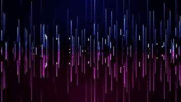 Abstract digital background with glowing neon particles of lines moving up and down. movement of a stream of glowing bright rays of light. digital science, technology background. Seamless loop video