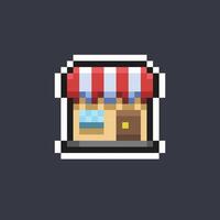 shop building in pixel art style vector
