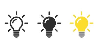 Light bulb icon with rays. Solution, idea icon symbol vector