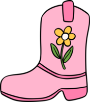 retro flor poder vaquero bota png