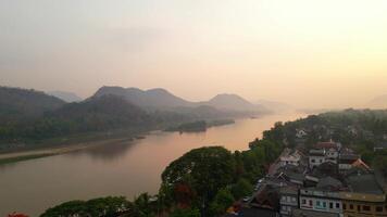 Heritage City Of Luang Prabang And Mekong River Landscape At Sunset In Laos video