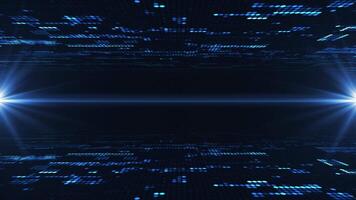 abstrakt Szene von futuristisch Cyber Welt, Sci-Fi Netz, Technologie glühend Oberfläche, Neon- Nacht Szene, Digital Wissenschaft Hintergrund 4k Animation, nahtlos Schleife, virtuell Wirklichkeit Konzept video