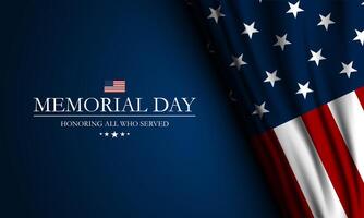 Memorial day background design with honoring all who served text vector