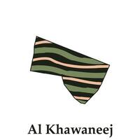 Al Khawaneej City Map of Saudi Arabia, Simplified map design, creative design template vector