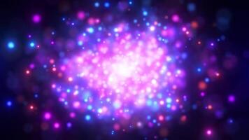 Abstract background of magic dust particles and beautiful bokeh, particles glow and move with wave energy, shiny bright bokeh dots, beautiful nebula, fairy dust, seamless loop, 4K. video