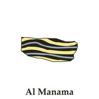Al Manama City Map of Saudi Arabia, Simplified map design, creative design template vector