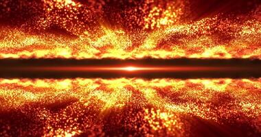 Movement abstract orange digital waves and particles. technology background. data flow, cyber technology. 3D rendering. Seamless loop 4k . Screensaver video