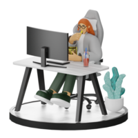 3d ilustraciones de tomando un descanso con sabroso trata png