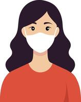 Woman wearing face mask to avoid air pollution vector