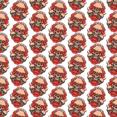 flaming skulls pattern design