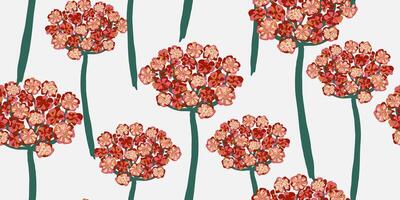 a pattern with red flowers on a white background vector