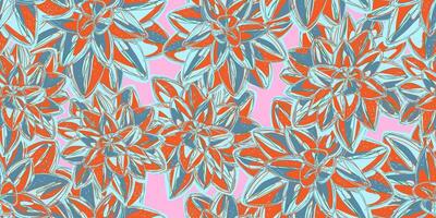 a colorful pattern with blue and orange flowers vector