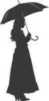 silhouette independent russian women wearing sarafan with umbrella black color only vector