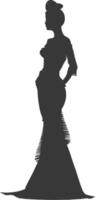 silhouette independent thai women wearing chut thai black color only vector