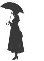 silhouette independent russian women wearing sarafan with umbrella black color only vector