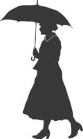 silhouette independent russian women wearing sarafan with umbrella black color only vector