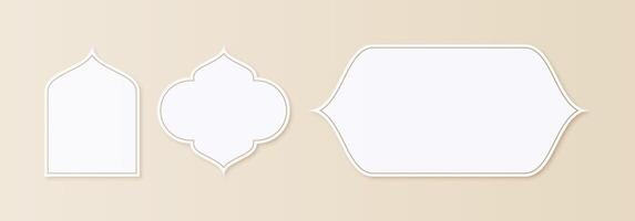 Set of Simple Elegant And Clean Delicate Islamic Themed Blank Curved Rectangle Frame Label Designs vector