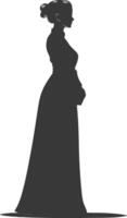 silhouette independent vietnamese women wearing ao dai black color only vector