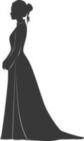 silhouette independent vietnamese women wearing ao dai black color only vector