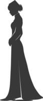 silhouette independent vietnamese women wearing ao dai black color only vector