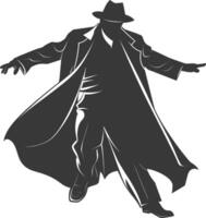 silhouette mysterious man in a cloak black color only vector