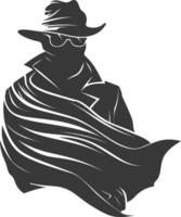 silhouette mysterious man in a cloak black color only vector