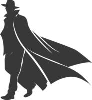 silhouette mysterious man in a cloak black color only vector