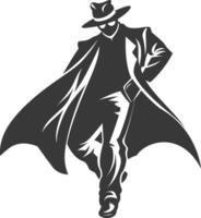 silhouette mysterious man in a cloak black color only vector