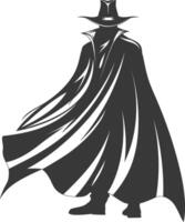 silhouette mysterious man in a cloak black color only vector