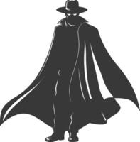 silhouette mysterious man in a cloak black color only vector